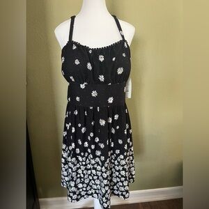No Boundaries Black Dress with White Floral Accents